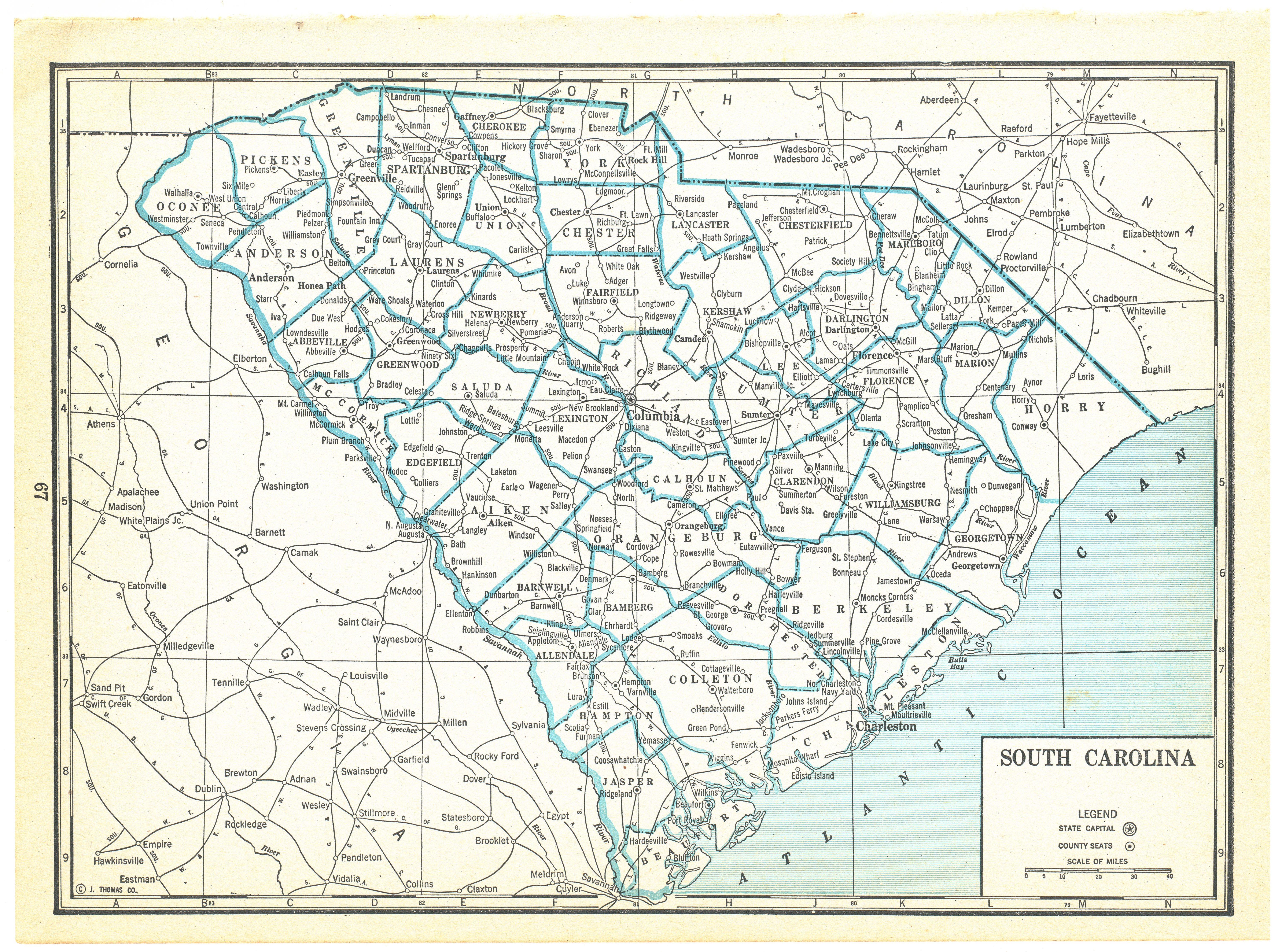 1940 Vintage Atlas Map Page - South Dakota on one side and South Carolina on ...