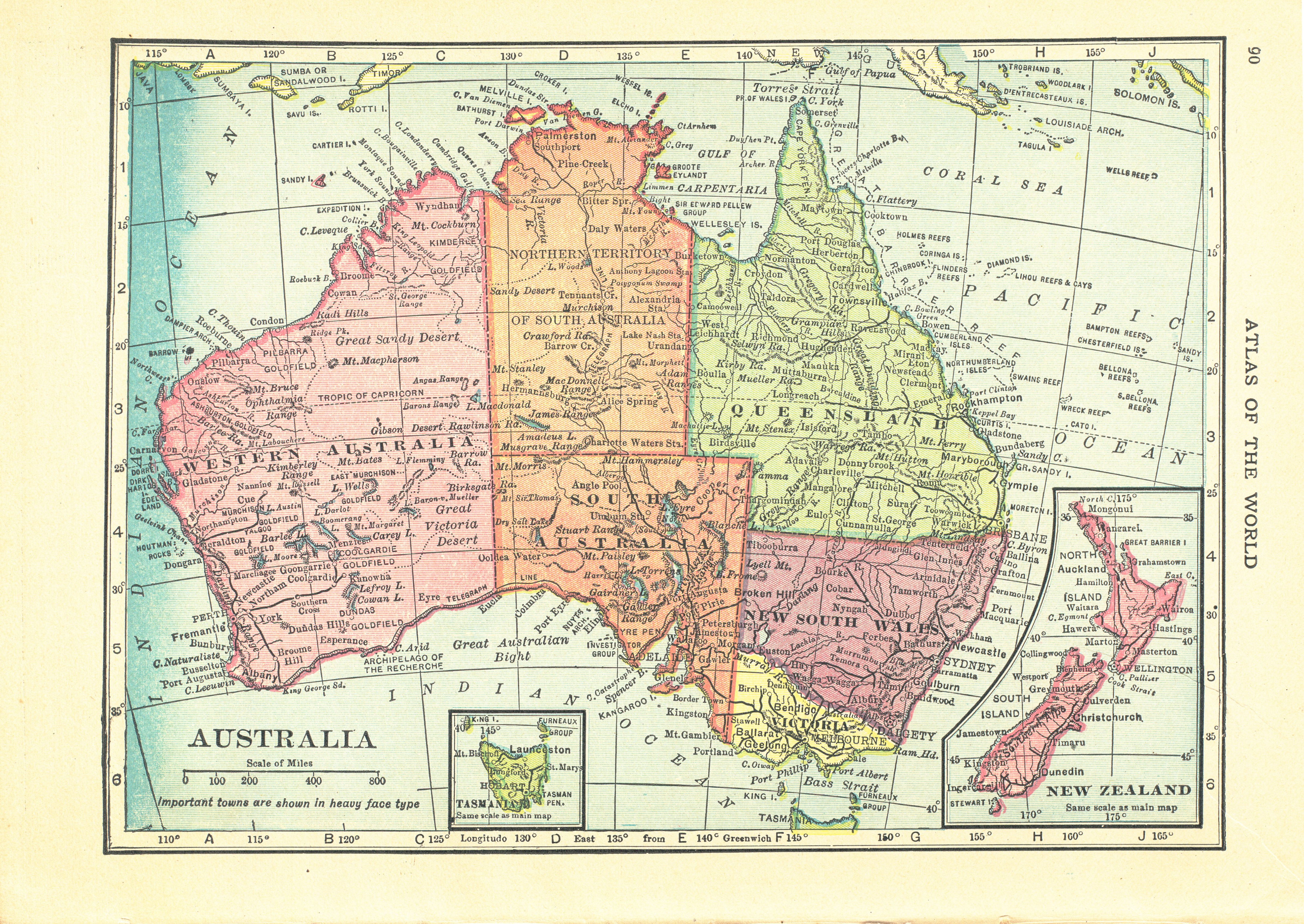 1911 Handy Atlas Vintage Map Pages - Australia on one side