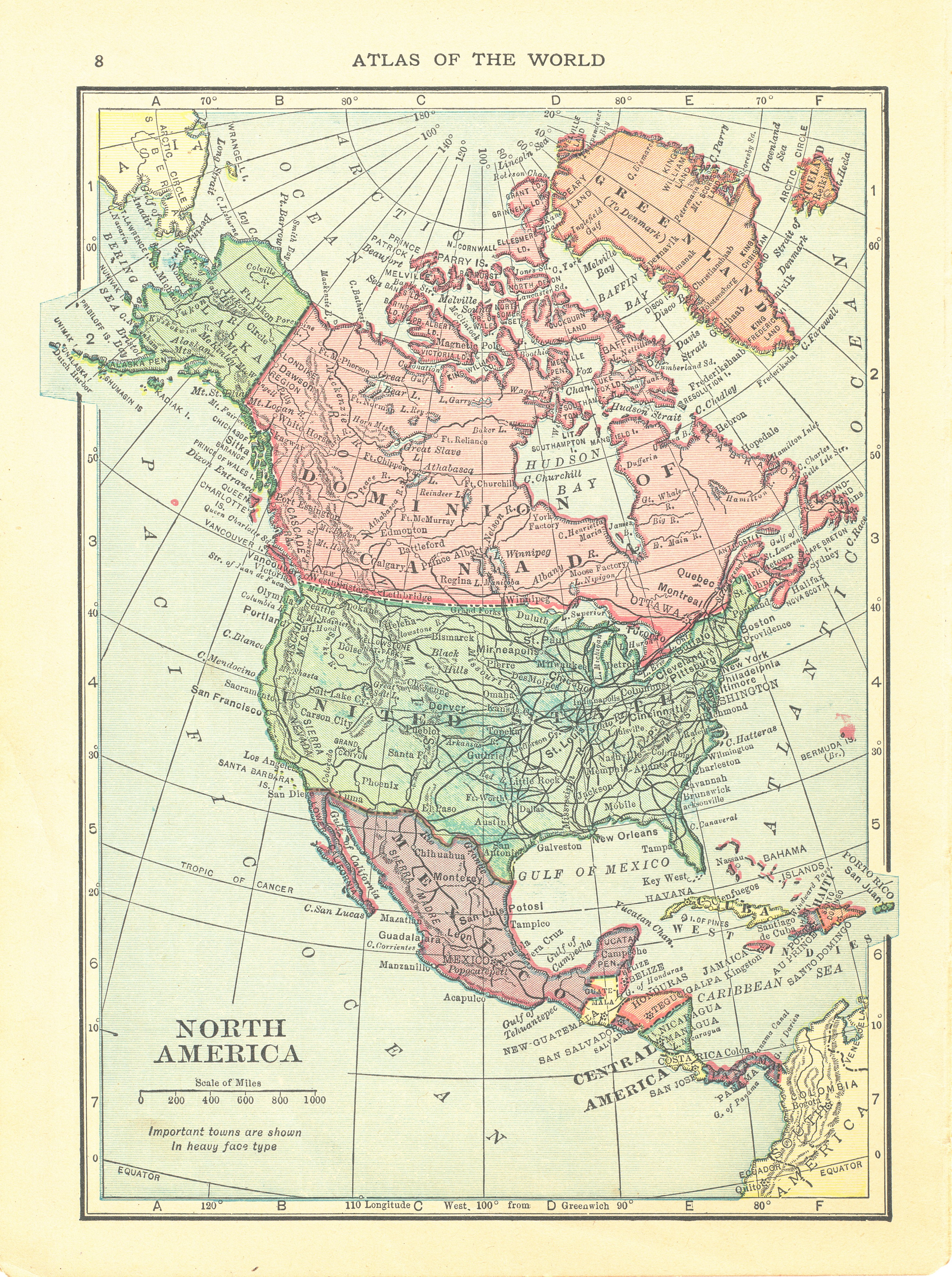 1911 Handy Atlas Vintage Map Pages North America On One Side Ebay