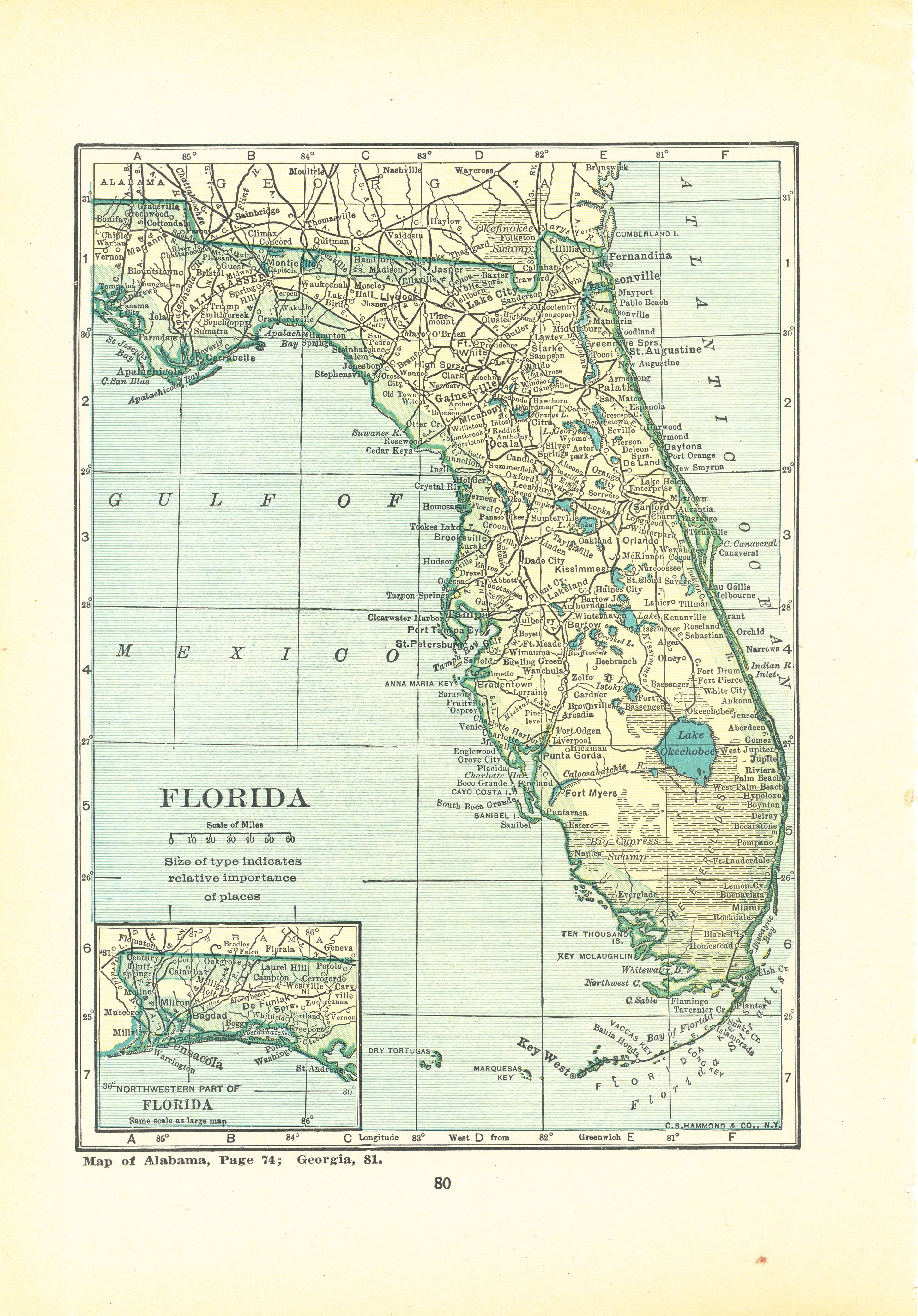 1923 Atlas Of The World Vintage Map Pages – Florida Map On One Side And ...