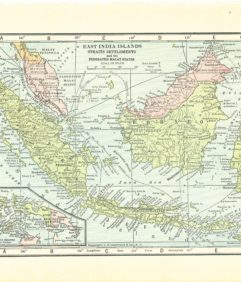 1923 Atlas of the World Vintage Map Pages – Sumatra Borneo Map on one ...