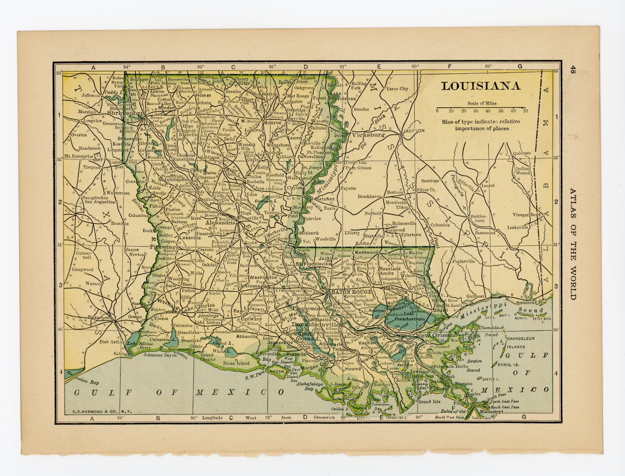 1911 Louisiana map on one side and Arkansas map on one side