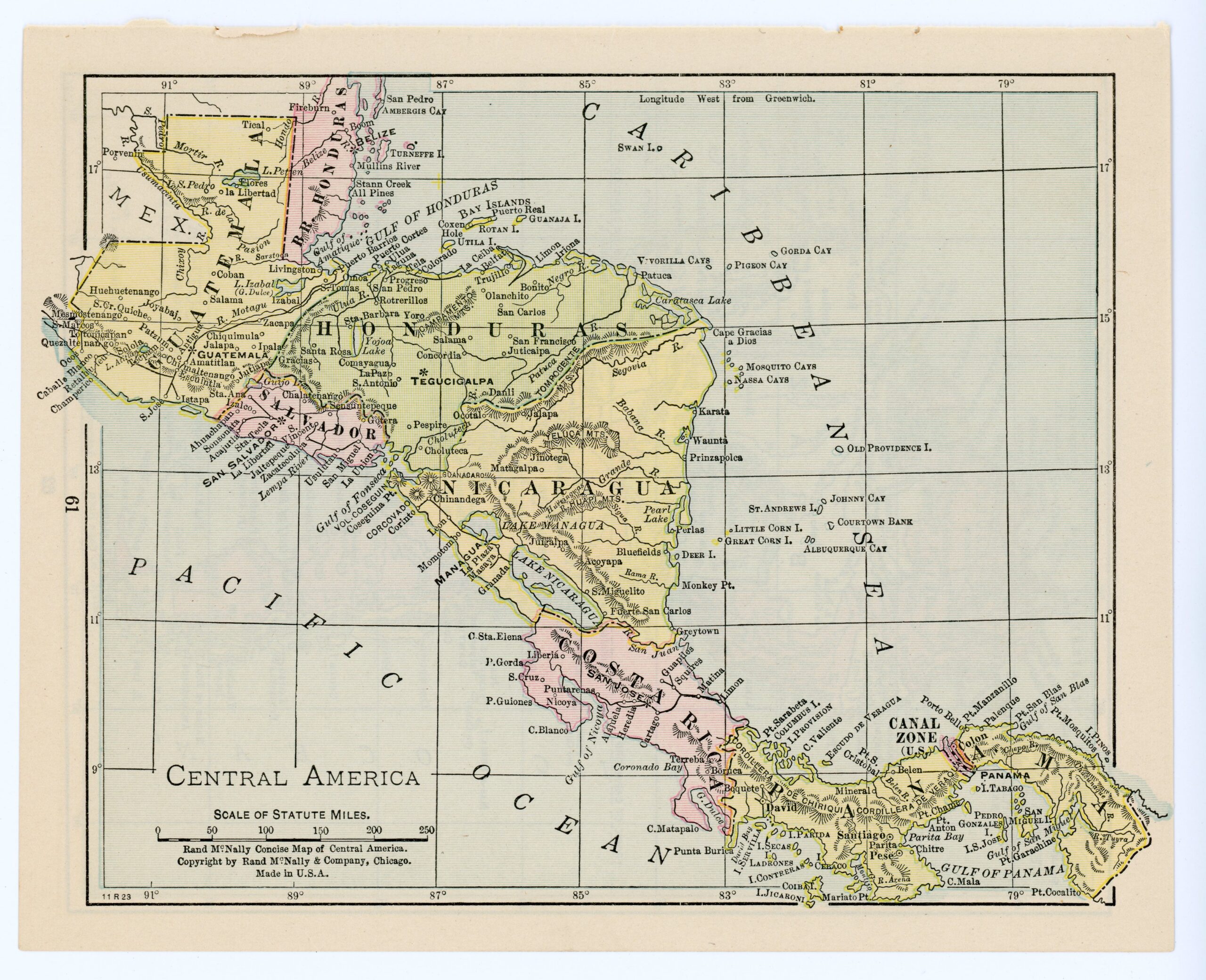 1931 Handy Atlas Vintage Map Pages - Central America map on one side ...