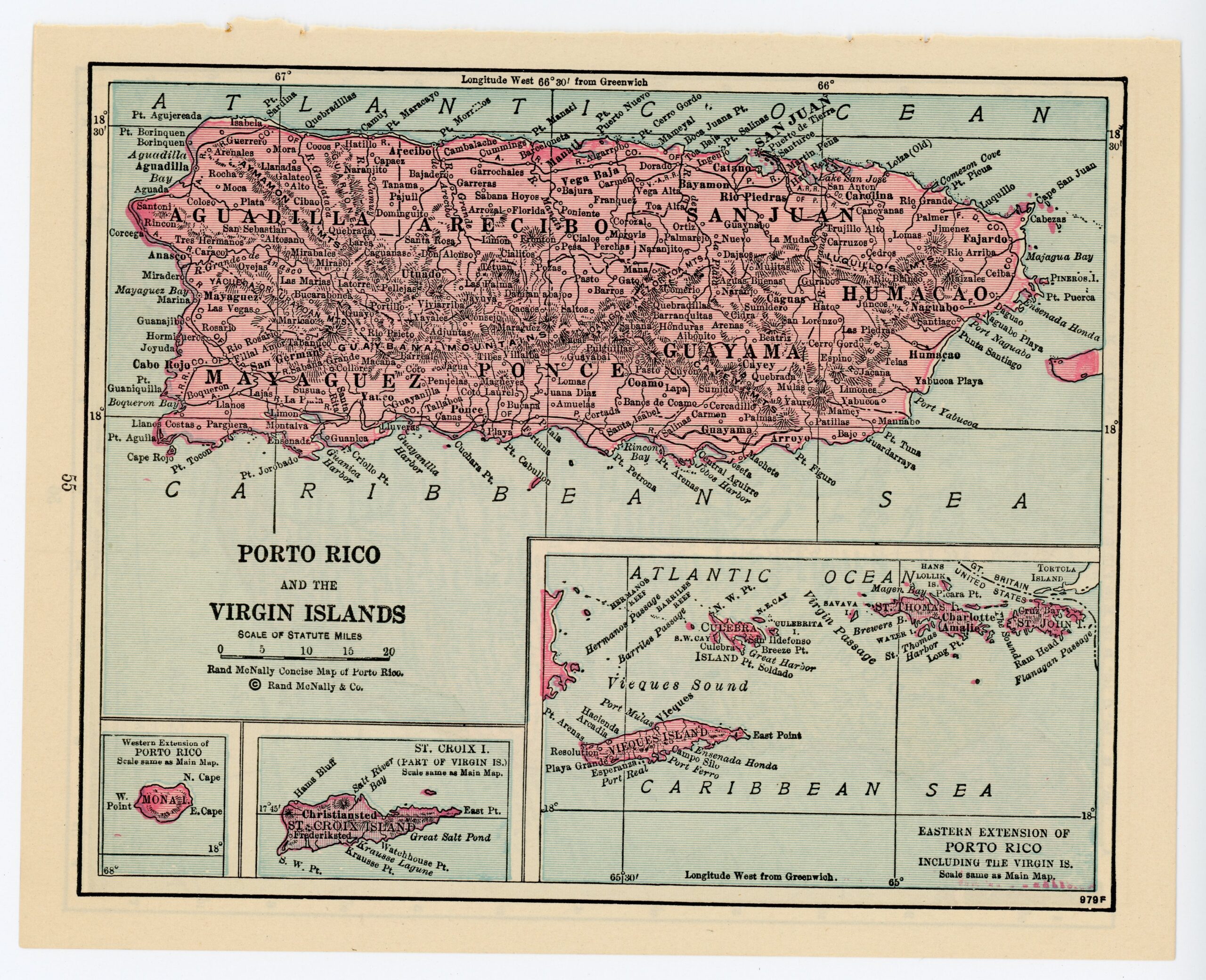 1931 Vintage Atlas Map Page – Puerto Rico map on one side and North America  map on one side – Green Basics Inc