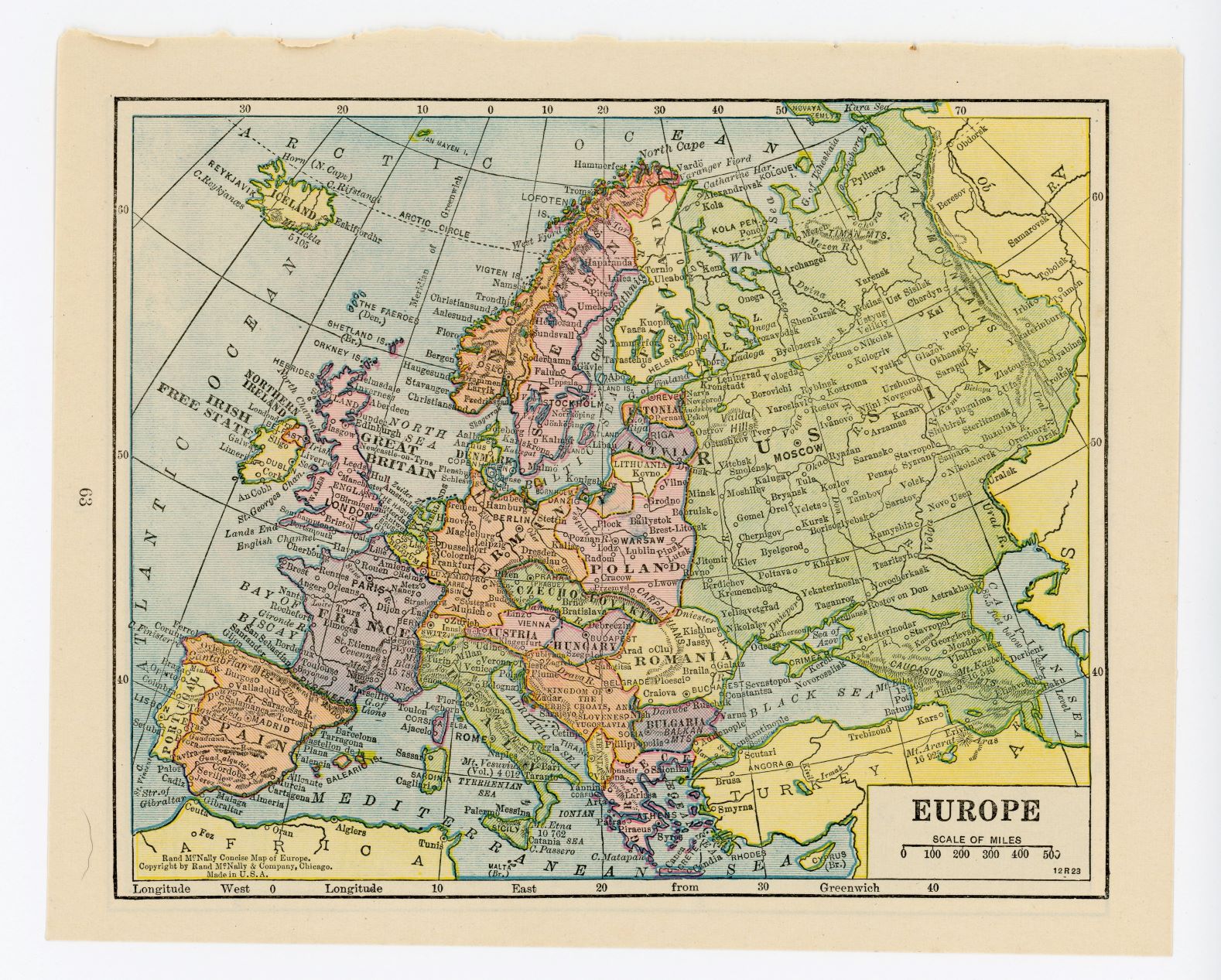 1926 Atlas Vintage Map Pages - Europe (on one side) and Great Britain ...
