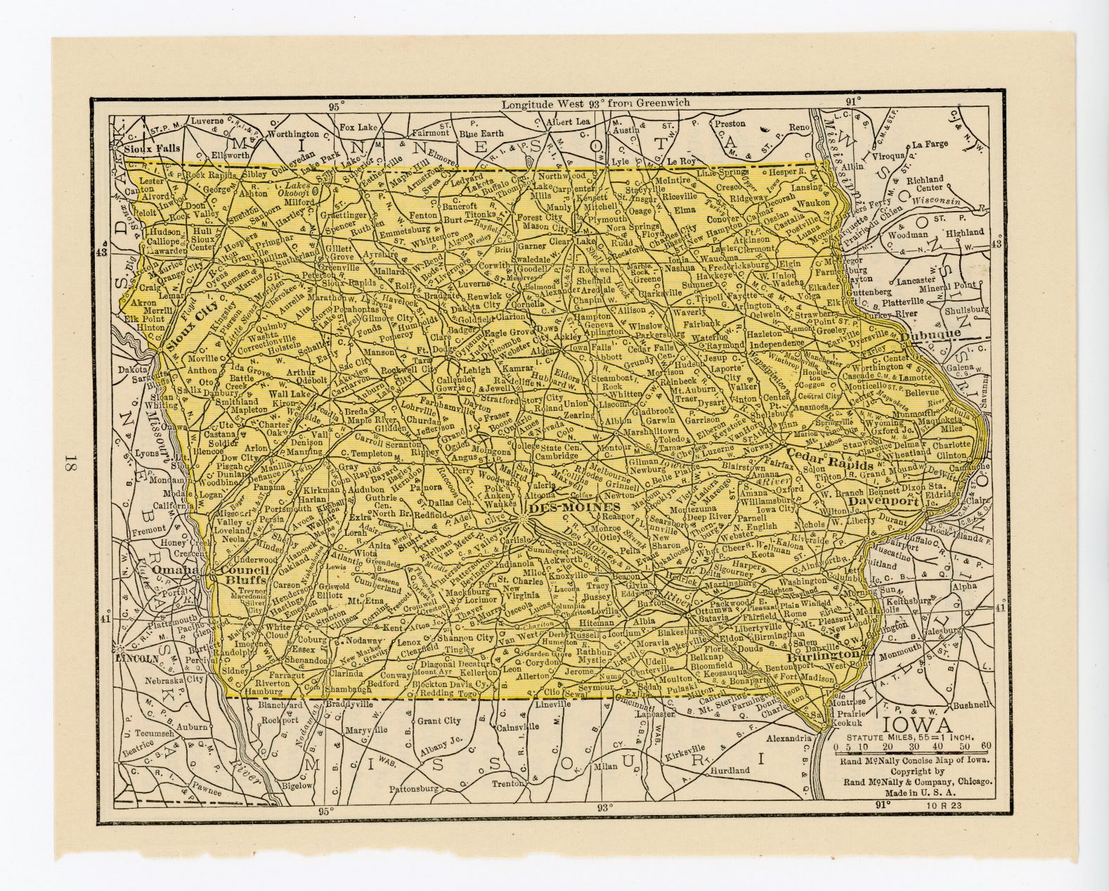 1926 Vintage Atlas Map Page - Iowa (on one side)