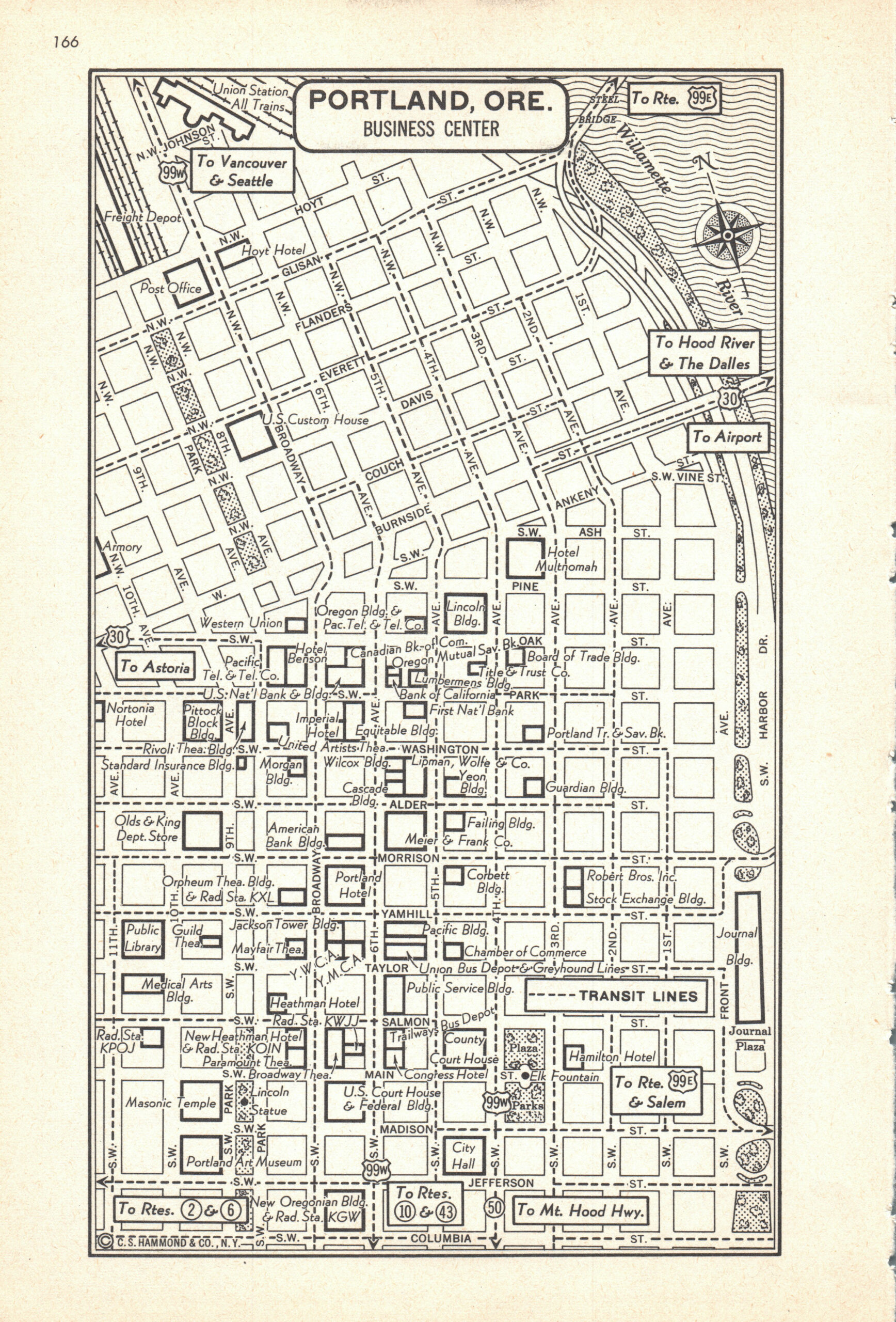 1954 Atlas Map Page - Portland OR map on one side and Pittsburgh PA map on on...