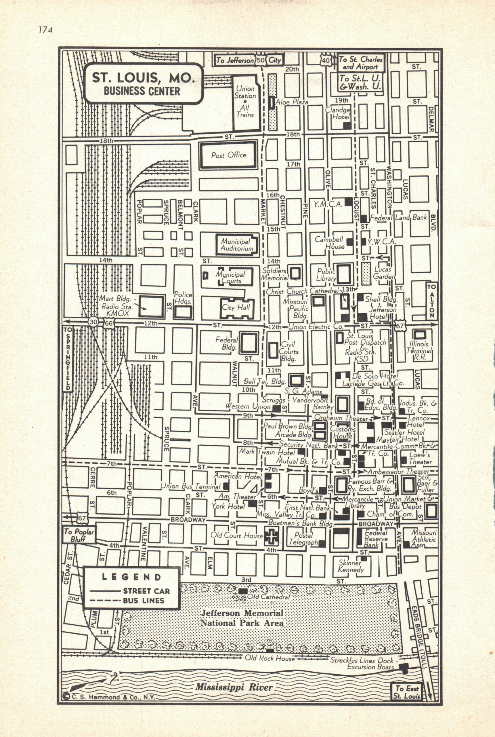 This 1954 view of St. Louis - Vintage St. Louis & Route 66