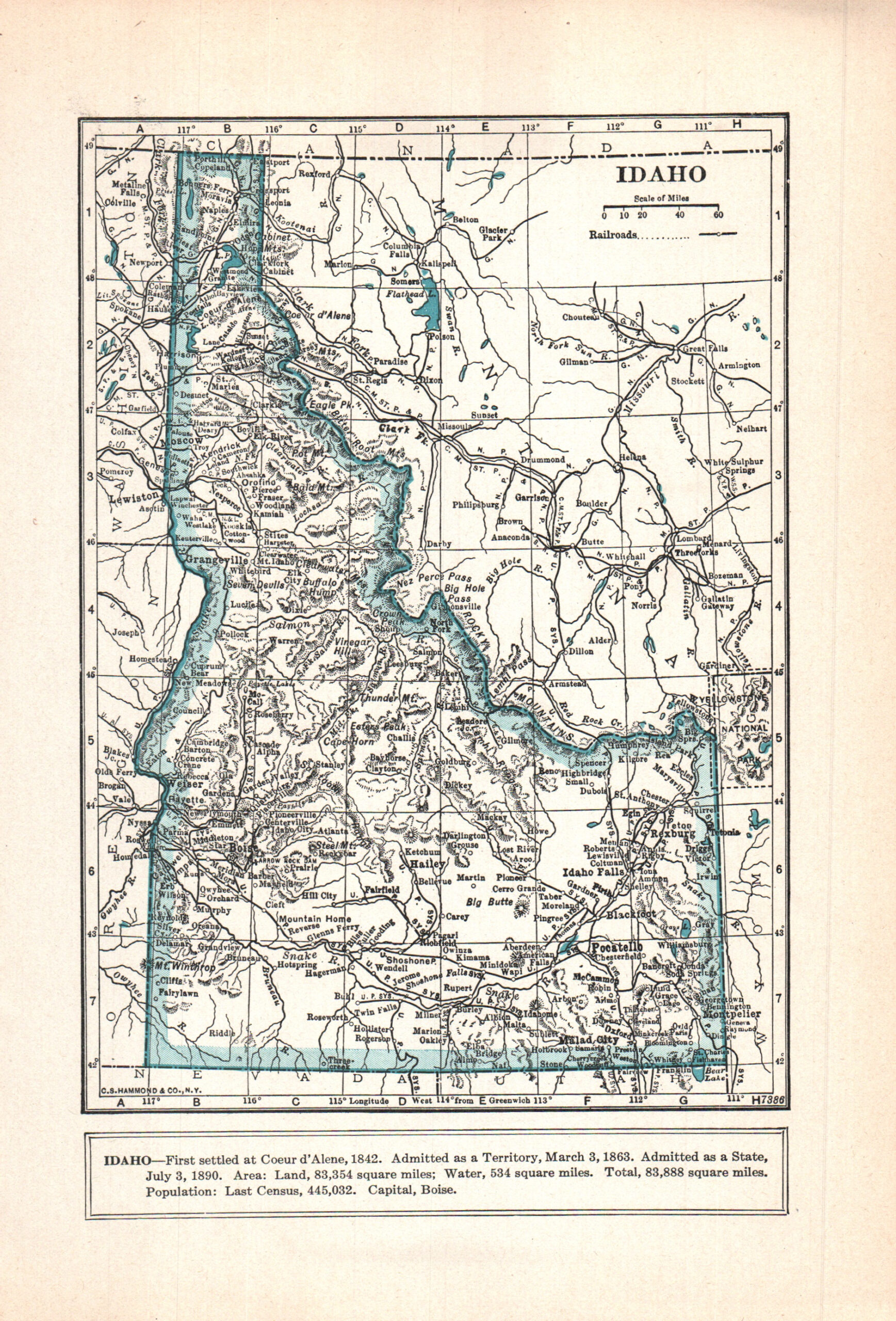 1937 Vintage Atlas Map Page - Idaho map