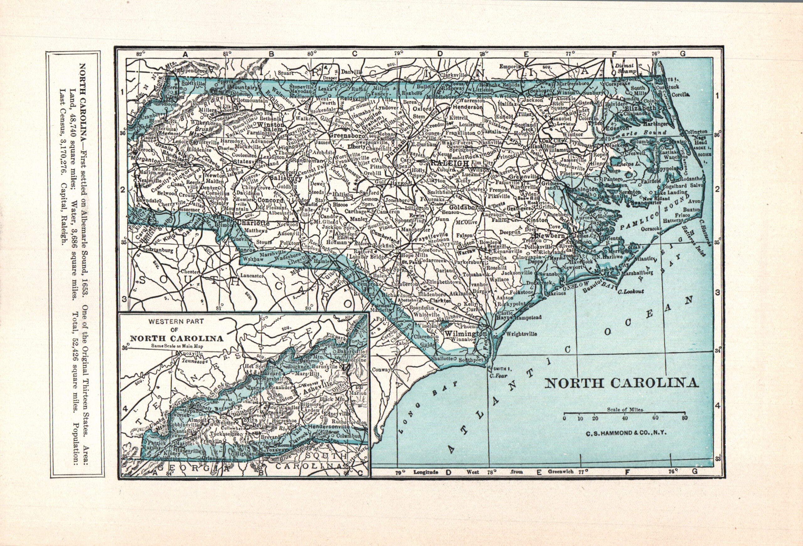 1937 Vintage Atlas Map Page - North Carolina map